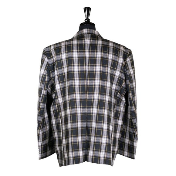 Mens Blazer Green Blue Yellow Plaid Check Formal Wool Suit Jacket Sport Coat 48R - Picture 2 of 8